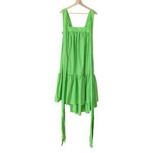 Christopher John Rogers Green Tie Strap High-Low Babydoll Dress Size Medium